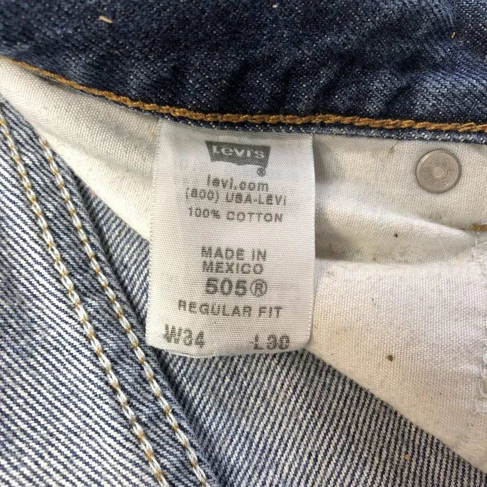 Levis 505 Jeans Mens 34x30 Blue Medium Wash Straight Leg Regular Fit Denim Pants